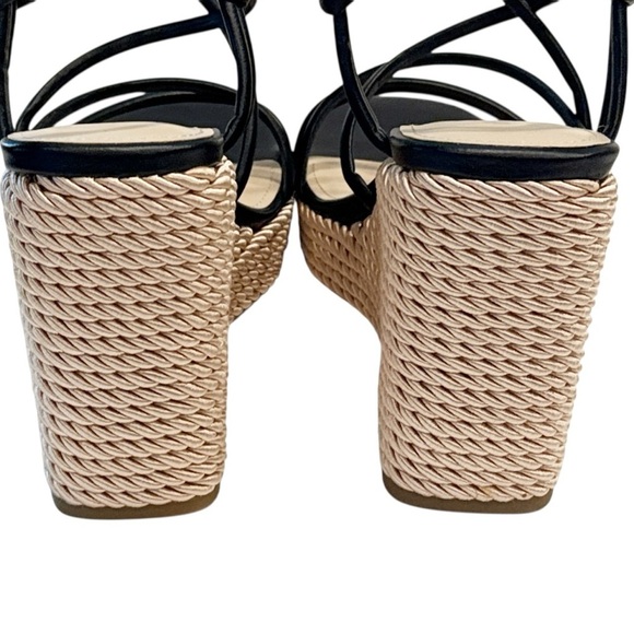 Marc Fisher Women's Zesty Black Espadrille Wedge Sandal Heels Summer Size 7.5 - Picture 3 of 8